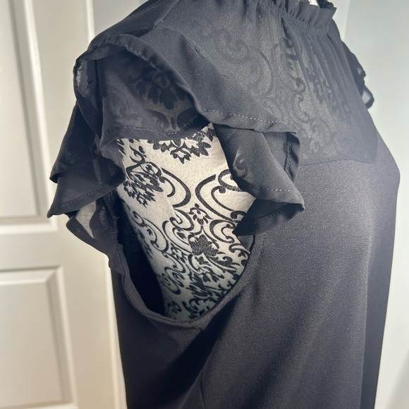 ⭐️2/$20 - FAITH and JOY Pretty flutter sleeve top with sheer neckline - Picture 3 of 4